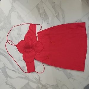 Farm Rio flower applique linen dress